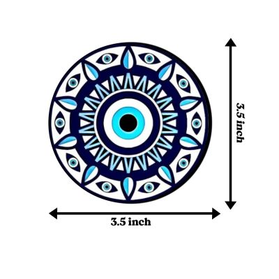 Set of 4 Evil Eye Wooden Coaster for Home, Bar, and Kitchen Decor | Ideal for Dining Tables and Meaningful Gifts
